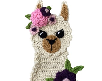 BoHo Llama Crochet Applique, Pre-made Animal Applique, Crochet Applique, Crochet Embellishments, Baby Applique, Ready to use Applique