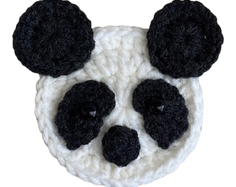 Panda Mini Head, Crochet Applique Heads, Pre-made Animal Applique, Crochet Applique, Embellishments, Applique, Ready to use Applique