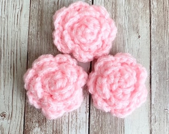 Boho Flower Crocheted Embellishments, Baby Pink Flower Embellishment, Crocheted Embellishment, Crocheted Flowers Applique, Flower