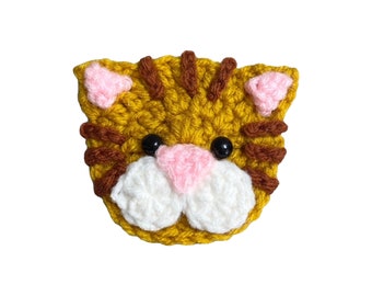 Orange Tabby Mini Head, Crochet Applique, Pre-made Animal Applique, Crochet Applique, Embellishments, Baby Applique, Ready to use Applique