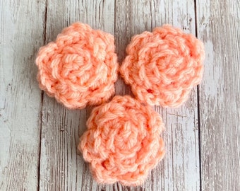 Boho Flower Crocheted Embellishments, Peach Flower Embellishment, Crocheted Embellishment, Crocheted Flowers Applique, Flower