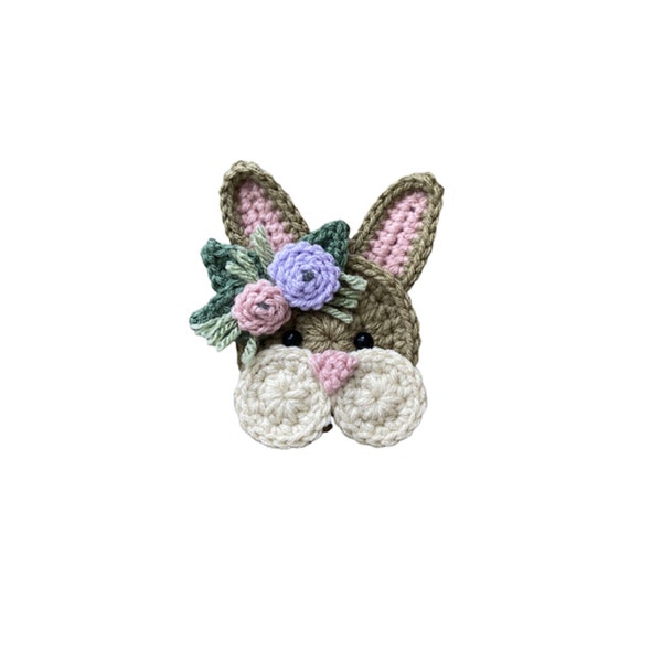 Bobo Bunny Mini Head, Crochet Applique Heads, Pre-made Animal Applique, Crochet Applique, Embellishments, Baby Applique, Applique