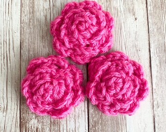 Boho Flower Crocheted Embellishments, Bubblegum Flower Embellishment, Crocheted Embellishment, Crocheted Flowers Applique, Flower