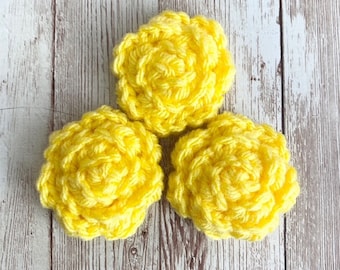Boho Flower Crocheted Embellishments, Sun Yellow Flower Embellishment, Crocheted Embellishment, Crocheted Flowers Applique, Flower