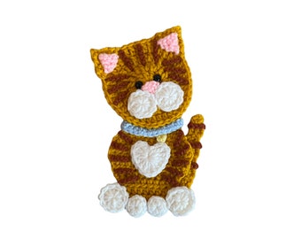 Orange Tabby Cat Crochet Applique, Pre-made Animal Applique, Crochet Applique, Crochet Embellishments, Baby Applique, Ready to use Applique
