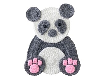 Panda Bear Crochet Applique, Pre-made Animal Applique, Crochet Applique, Crochet Embellishments, Baby Applique, Ready to use Applique