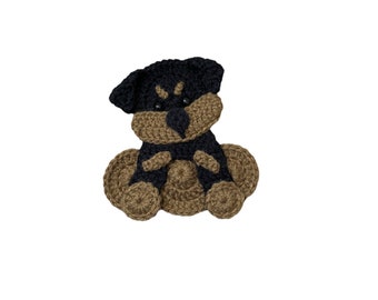 Rottwiler Crochet Applique, Pre-made Animal Applique, Crochet Applique, Crochet Embellishments, Baby Applique, Ready to use Applique