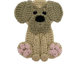 Pug Crochet Applique, Pre-made Animal Applique, Crochet Applique, Crochet Embellishments, Baby Applique, Ready to use Applique