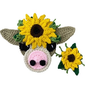 Farm House Cow Crochet Applique, Pre-made Animal Applique, Crochet Applique, Crochet Embellishments, Baby Applique, Ready to use Applique