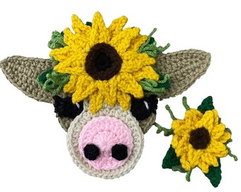 Farm House Cow Crochet Applique, Pre-made Animal Applique, Crochet Applique, Crochet Embellishments, Baby Applique, Ready to use Applique