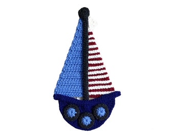 Sailboat Crochet Applique, Pre-made Animal Applique, Crochet Applique, Crochet Embellishments, Baby Applique, Ready to use Applique