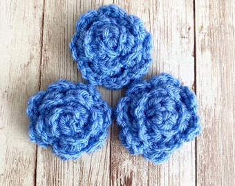Boho Flower Crocheted Embellishments, Periwinkle Flower Embellishment, Crocheted Embellishment, Crocheted Flowers Applique, Flower