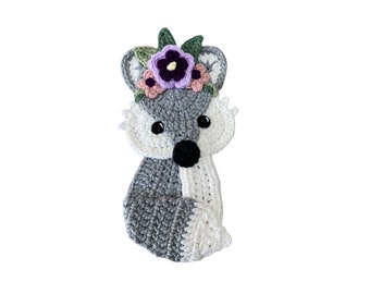 Jumbo BoHo Fox Crochet Applique, Pre-made Animal Applique, Crochet Applique, Crochet Embellishment, Applique, Ready to use Applique