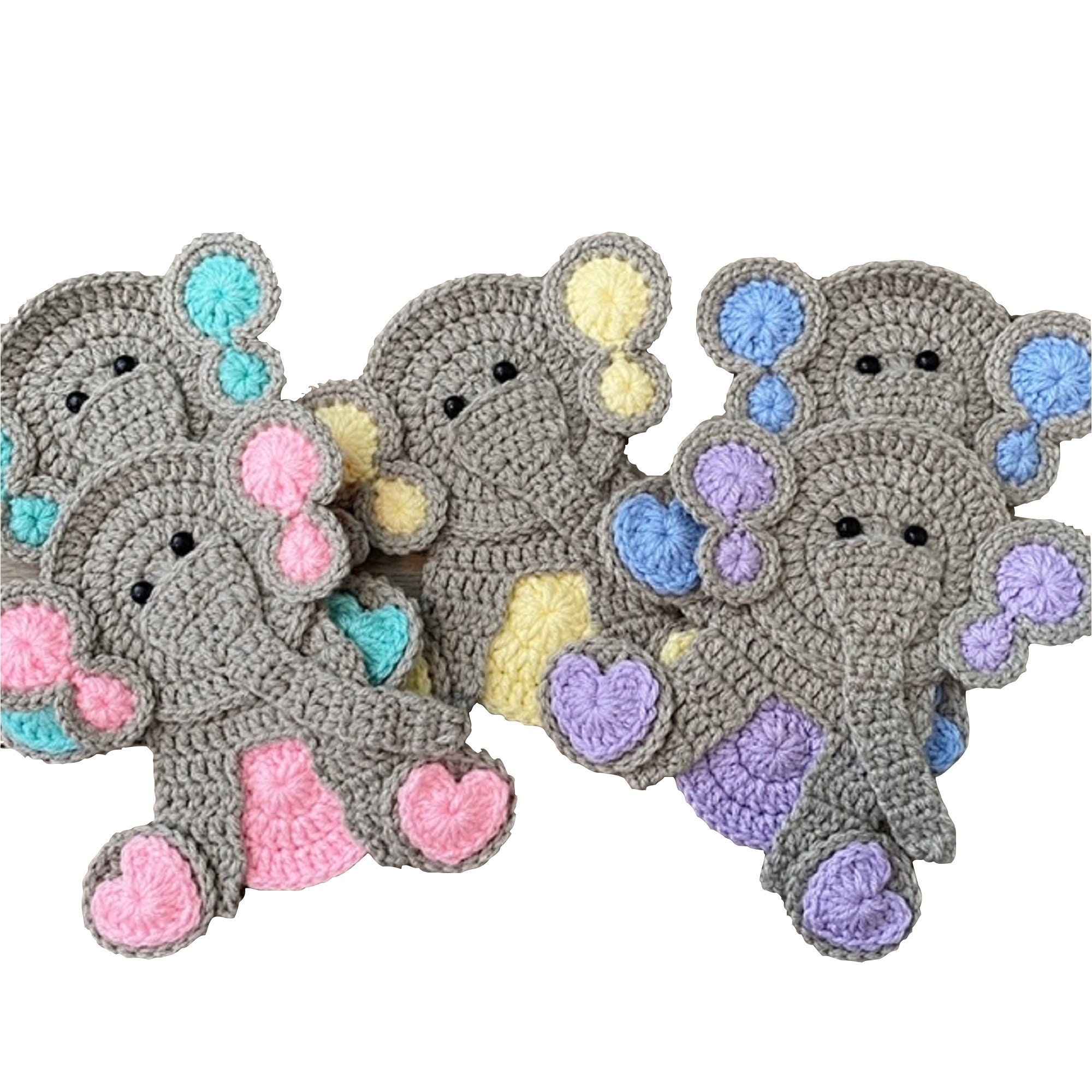 Baby Elephant Crochet Applique, Pre-made Animal Applique, Crochet