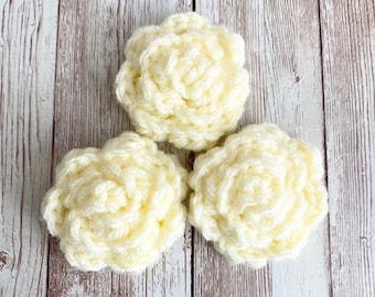 Boho Flower Crocheted Embellishments, Banana Yellow Flower Embellishment, Crocheted Embellishment, Crocheted Flowers Applique, Flower