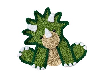 Triceratop Crochet Applique, Pre-made Animal Applique, Crochet Applique, Crochet Embellishments, Baby Applique, Ready to use Applique
