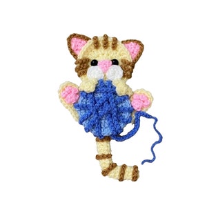 Yellow Tabby Crochet Applique, Pre-made Animal Applique, Crochet Applique, Crochet Embellishments, Baby Applique, Ready to use Applique