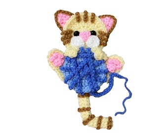 Yellow Tabby Crochet Applique, Pre-made Animal Applique, Crochet Applique, Crochet Embellishments, Baby Applique, Ready to use Applique