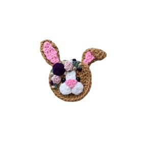 Bobo Easter Bunny Mini Head, Crochet Applique Heads, Pre-made Animal Applique, Crochet Applique, Embellishments, Baby Applique, Applique