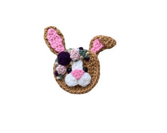 Bobo Easter Bunny Mini Head, Crochet Applique Heads, Pre-made Animal Applique, Crochet Applique, Embellishments, Baby Applique, Applique