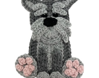 Schnauzer Crochet Applique, Pre-made Animal Applique, Crochet Applique, Crochet Embellishments, Baby Applique, Ready to use Applique