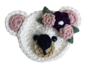 Polar Mini Head, Crochet Applique Heads, Pre-made Animal Applique, Crochet Applique, Embellishments, Baby Applique, Ready to use Applique