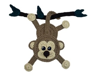 Jumbo Monkey Crochet Applique, Pre-made Animal Applique, Crochet Applique, Crochet Embellishments, Baby Applique, Ready to use Applique