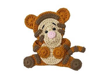 Tiger Crochet Applique, Pre-made Animal Applique, Crochet Applique, Crochet Embellishments, Baby Applique, Ready to use Applique