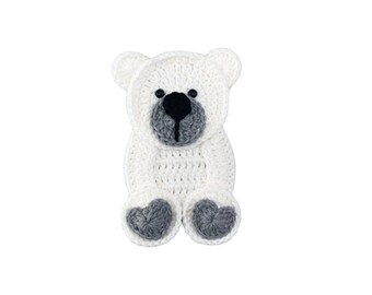 Polar Bear Crochet Applique, Pre-made Animal Applique, Crochet Applique, Crochet Embellishments, Baby Applique, Ready to use Applique