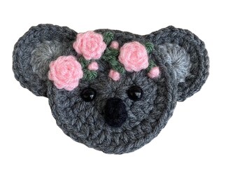 Koala Mini Head, Crochet Applique Heads, Pre-made Animal Applique, Crochet Applique, Embellishments, Baby Applique, Applique