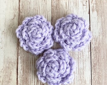 Boho Flower Crocheted Embellishments, Lilac Flower Embellishment, Crocheted Embellishment, Crocheted Flowers Applique, Flower