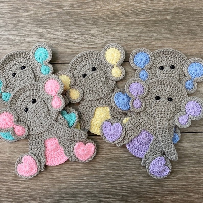 Baby Elephant Crochet Applique Pre-made Animal Applique - Etsy