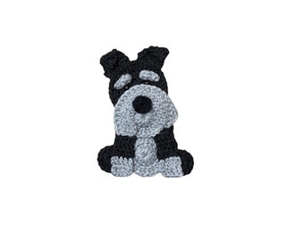 Schnauzer Crochet Applique, Pre-made Animal Applique, Crochet Applique, Crochet Embellishments, Baby Applique, Ready to use Applique
