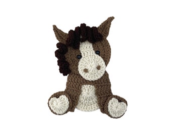 Horse Crochet Applique, Pre-made Animal Applique, Crochet Applique, Crochet Embellishments, Baby Applique, Ready to use Applique