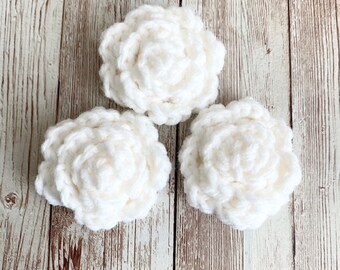 Boho Flower Crocheted Embellishments, White Flower Embellishment, Crocheted Embellishment, Crocheted Flowers Applique, Crocheted Flower