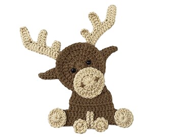 Moose Crochet Applique, Pre-made Animal Applique, Crochet Applique, Crochet Embellishments, Baby Applique, Ready to use Applique