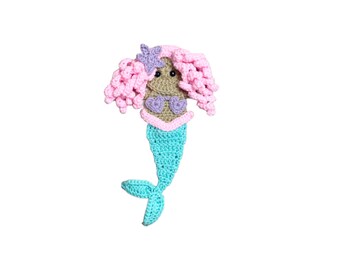 Mermaid Crochet Applique, Pre-made Animal Applique, Crochet Applique, Crochet Embellishments, Baby Applique, Ready to use Applique