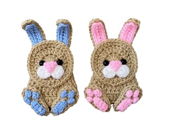 Baby Bunnies Crochet Applique, Pre-made Animal Applique, Crochet Applique, Crochet Embellishments, Baby Applique, Ready to use Applique