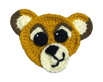 Lion Cub Mini Head, Crochet Applique Heads, Pre-made Animal Applique, Crochet Applique, Embellishments, Baby Applique, Ready to use Applique