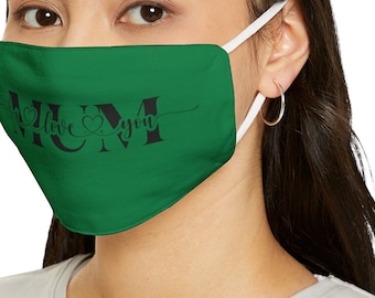Masque facial en polyester vert Kasisi6 bien ajusté avec un charmant imprimé « Maman, je t'aime » pour une touche d'amour et de style.