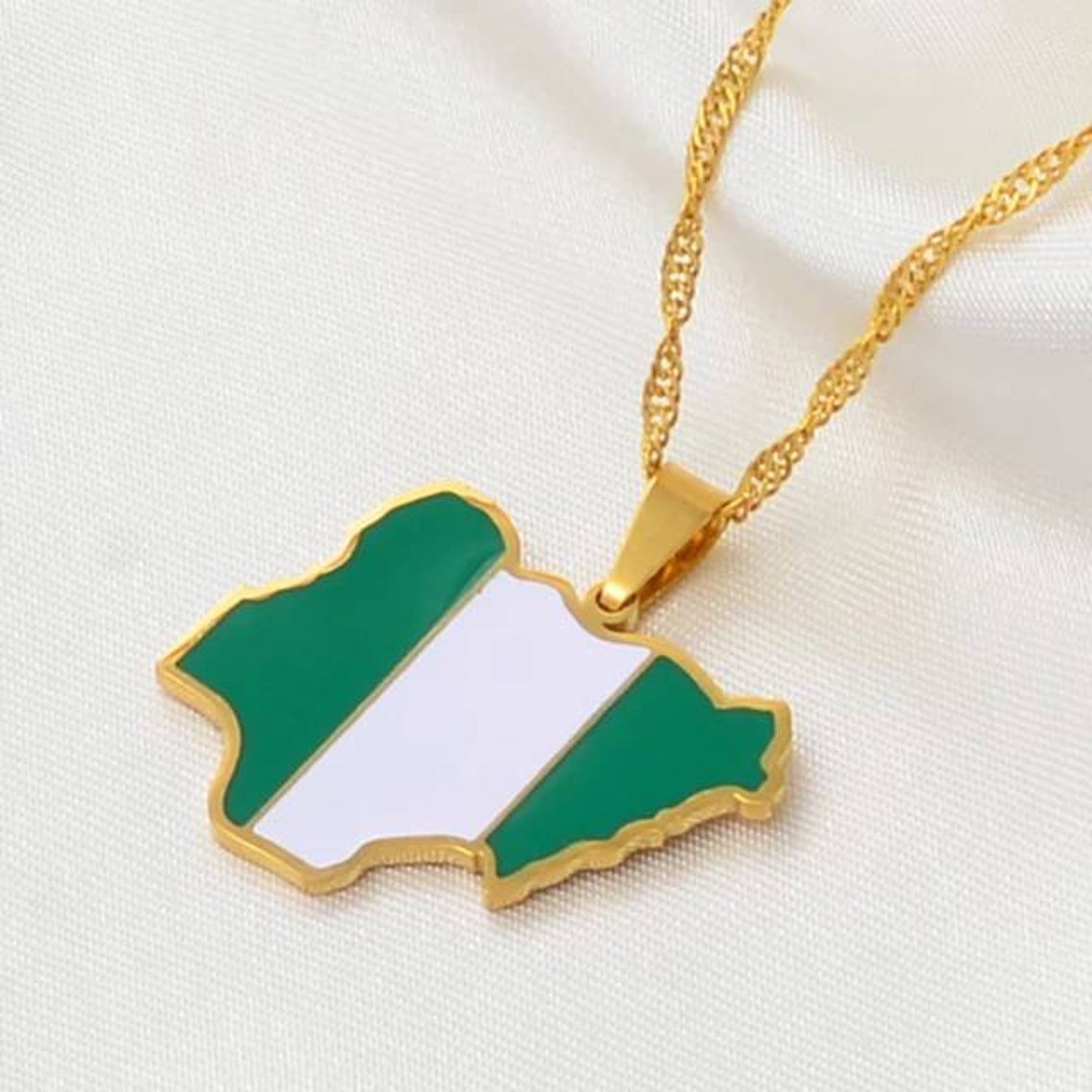 Nigeria Pendant Necklace Etsy