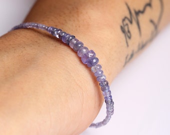 Dainty Violet Tanzanite Gemstone Bracelet, Semi Precious Gemstone Bracelet, Something Blue for Wedding, December Birthstone