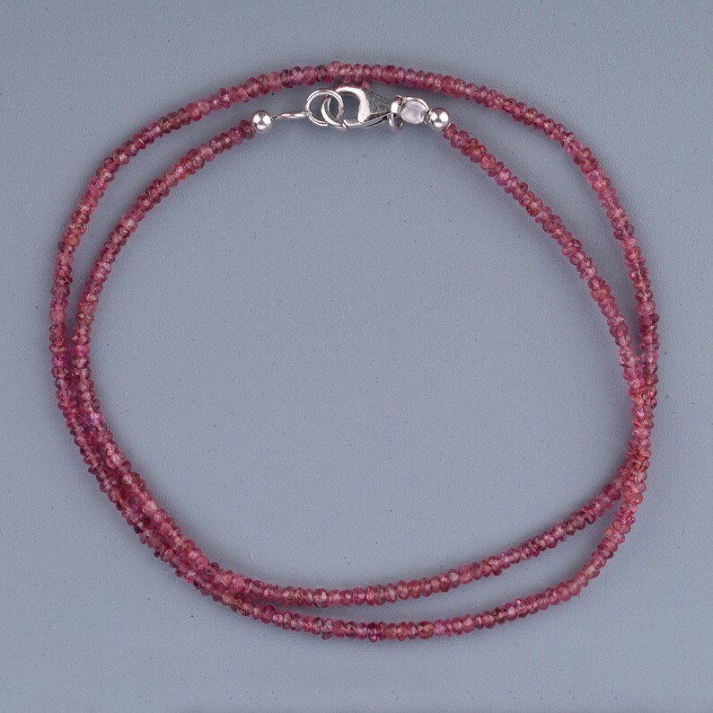 Red Spinel Micro Faceted Rondelle Necklace Semi Precious Gemstone Birthday Gift Surprise Gift