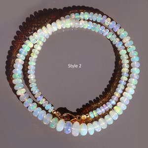 Sparkling Ethiopian Opal Beaded Necklace, AAA Welo Opal Rondelle ...