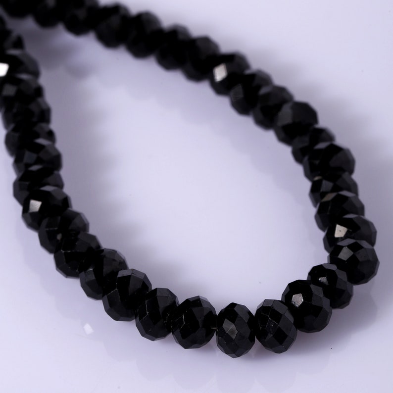 Black Spinel Beaded Necklace, Dainty Gemstone Necklace, 925 Sterling Silver Necklace, Birthstone Necklace Gift, Black Spinel Beads Jewelry image 3