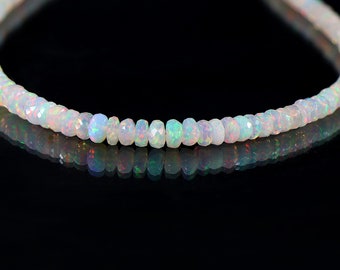 elegant necklace Rondelles 3130 fire opal handmade delicate neck wear ethnic Ethiopian Opal Beads Necklace partywear annivesary gift