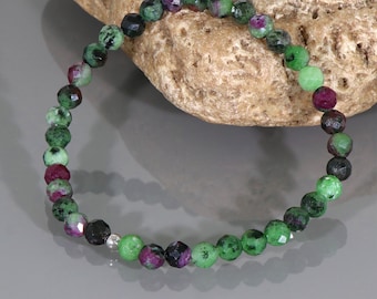 Bracelet rubis zoisite naturel, bracelet extensible RUBY ZOISITE, bracelet de perles rubis zoisite, bracelet de pierres précieuses, cadeau bijoux rubis zoisite