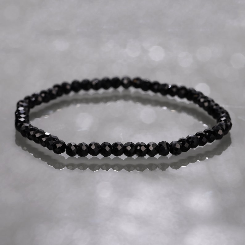 Genuine Black Spinel Beads Bracelet Faceted Black Spinel Etsy