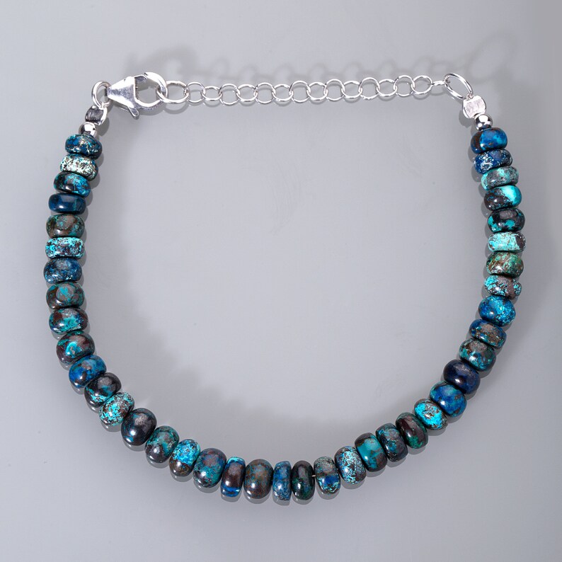 Chrysocolla Bracelet,Sterling silver Gemstone Beads Bracelet,Party Bracelet,Christmas gift for her,Chrysocolla adjustable silver bracelet.