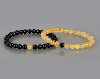 Bracelet En Cuir Noir Avec Perles Cloisonné Noires, Onyx Et Rondelles Noires